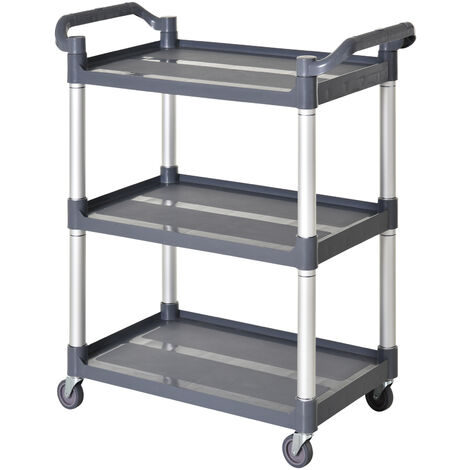 Carro de Almacenamiento de 3 Niveles Aluminio Carga 100 kg 88x44x93 cm Gris (1/5)