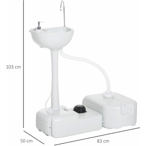 Fregadero Portátil de Camping con Tanques de Agua Jabón 83x50x103 cm Gris  Claro