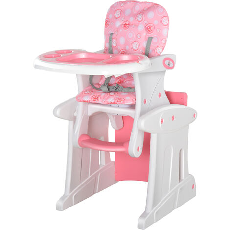 Honhill Trona para Bebé Ajustable 4 en 1 silla alta de bebé con cinturones de seguridad y asiento junior Bandeja extraíble Trona portátil 88.18 LBS Capacidad de carga Rosa rojo 