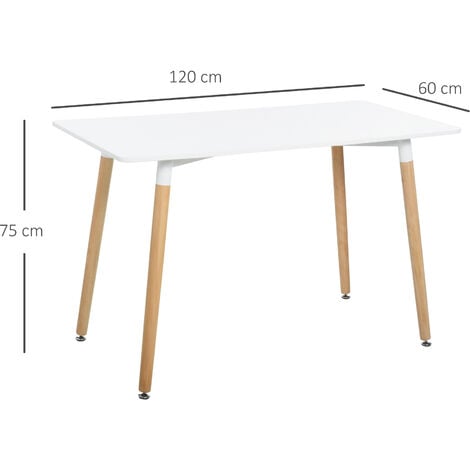 Mesa de Comedor de Estilo Nórdico con Patas de Madera 120x60x75 cm Blanco
