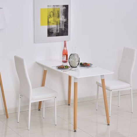 Mesa de Comedor de Estilo Nórdico con Patas de Madera 120x60x75 cm Blanco