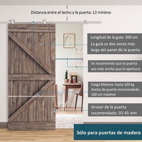 VEVOR VEVOR Kit de Herrajes para Puerta Corredera 13 Pies/396 cm Kit de Riel  para Puerta Doble Acero al Carbono Guía para Puerta Corredera Carga 150 kg  Puerta Máx. 198 cm Espesor