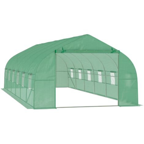 Invernadero de Túnel 800x300x200 cm con 12 Ventanas y Puerta Enrollable Cubierta PE 140 g/m² y Acero para Cultivo de Plantas Verduras