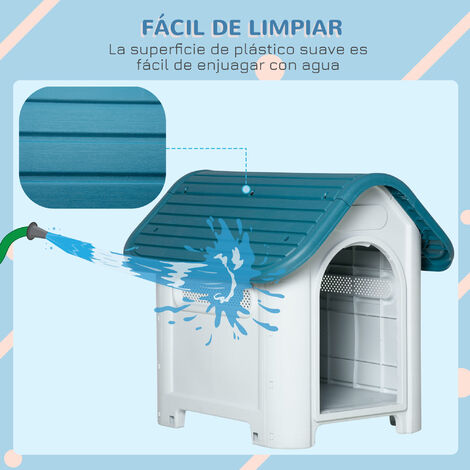 Caseta para Perros Mini Uso Interior y Exterior 59x75x66 cm Azul y Gris
