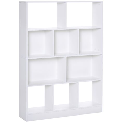 Estantería Librería de 4 Niveles con 10 Compartimentos Multiusos 100x23,8x140 cm