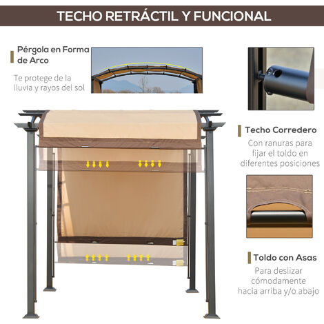 Toldo lateral retráctil fabricado en hierro y tela de poliéster