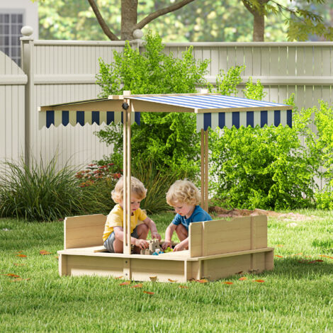 COSTWAY Arenero Infantil de Madera de Abeto, Caja de Arena para Niños con Forma de Coche, Banco Asiento, Base Abierta y Forro Inferior, Juguete Arenero para Playa Patio Jardín, Niños de 18