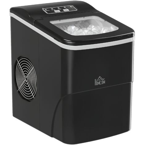 Máquina de hielo 12 kg/24h máquina de hacer hielo autolimpieza 9 cubitos de hielo en 8 minutos 2 tamaños de cubitos con cuchara cesta negro (1/5)
