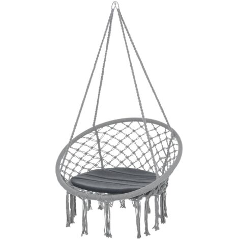 Silla Colgante Redondo de Ø60 cm con Cojín Interior y Exterior 80x80x42 cm Gris