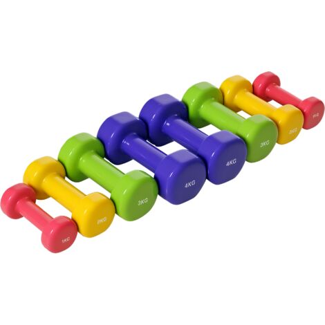 Juego de 8 Mancuernas Hexagonales 4 Pares 4 kg 3 kg 2 kg 1 kg Mancuernas de Neopreno Revestimiento Pesas para Gimnasio en Casa Ejercicio Entrenamiento (1/5)