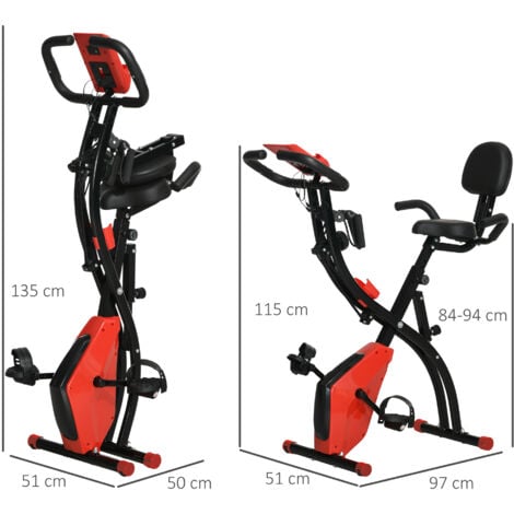 Bicicleta Estática Plegable con Altura y Resistencia Magnética Ajustables  con Pantalla LCD y Asiento con Respaldo
