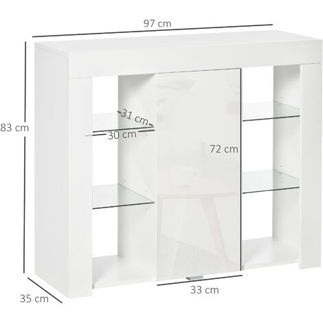  HOMCOM Vitrina de 5 niveles, vitrina de cristal con 2 puertas y  estantes ajustables, montaje en pared, color blanco : Todo lo demás