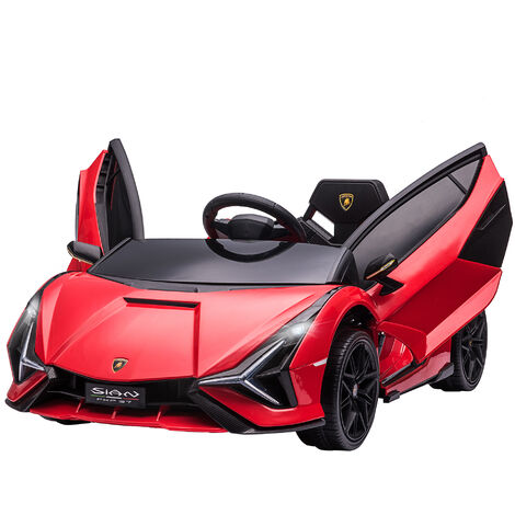 Coche Eléctrico 12V para Niños +3 Años Lamborghini SIAN con Mando a Distancia Velocidad 3-5 km/h Apertura de Puerta Música MP3 USB y Faros 108x62x40cm