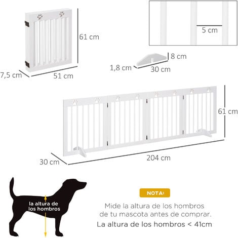 Barrera de Seguridad Plegable para Perros Reja de Protección de 4 Paneles  con Patas para Puertas