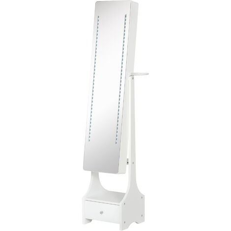Blanco de Pie Espejo del gabinete joyas de longitud completa Luces LED Soporte Secador & 