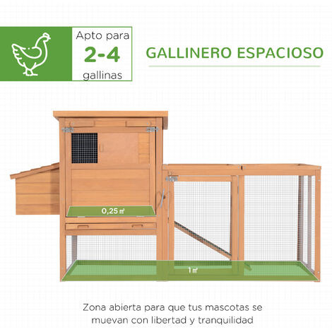 Gallinero de madera para exterior de 2-4 Gallinas 192,7x78,9x111