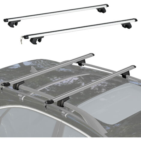 Barras de Techo Universales para Vehículos Bacas Portaequipajes Coche Automóvil con 123,5 cm Rieles de Aluminio y Cerradura Carga 75 kg
