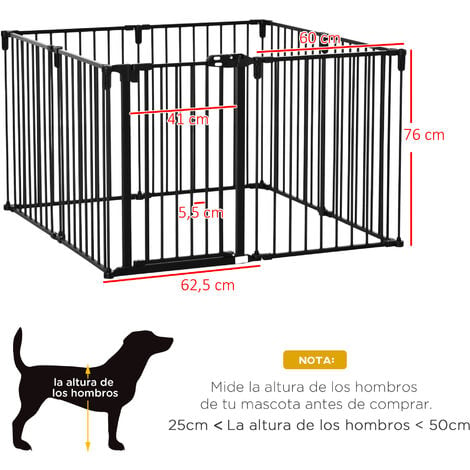 Parque para Perros 8 Vallas 60x76 cm Corral Plegable Cachorros con Puerta y  Doble Cerradura Paneles