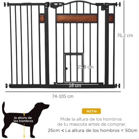 Barrera de Seguridad de Perros Extensible para Puertas y Escaleras 74-105  cm con 2 Extensiones