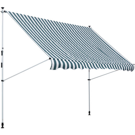 Toldo manual retráctil 300x150x170-280 cm toldo para balcón con altura ajustable manivela y protección solar para terraza jardín verde