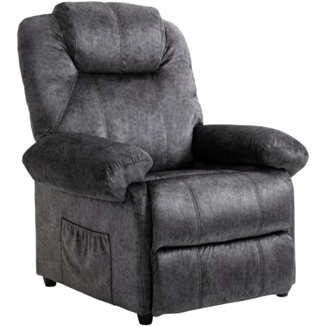 Sillón Relax Reclinable Manual Tapizado en Terciopelo Acolchado con Reposapiés Retráctil y Bolsillos para Salón Oficina Dormitorio 88x91x108 cm