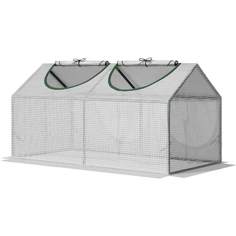 Invernadero de Terraza 120x60x60 cm Caseta de Jardín Acero con 2 Ventanas Enrollables Vivero Casero para Cultivo de Plantas Verduras Flores