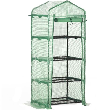 Invernadero de Jardín con 4 Estantes y Cubierta de PE Caseta de Tubo Acero Vivero Casero para Cultivo de Plantas Flores Macetas 70x50x160 cm