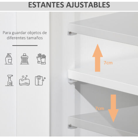 Armario de Baño con 2 Puertas Estante Ajustable 2 Cajones y Compartimento Abierto Mueble Auxiliar de Almacenaje para Salón Cocina 60x30x108,8 cm
