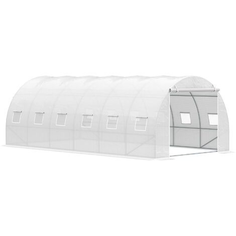 Invernadero de Túnel 6x3x2 m con Puerta Enrollable 12 Ventanas Cubierta de PE 140 g/m² y Metal Galvanizado para Cultivos Plantas Verduras
