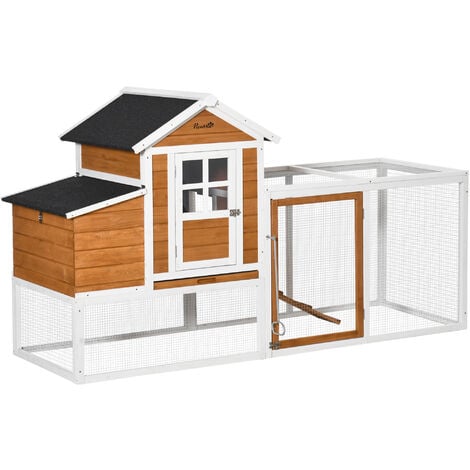 PawHut Gallinero de Madera para Exterior Jaula para 1-2 Gallinas con Caja  Nido Corral de Alambre Techo Asfáltico Abatible Bandeja Extraíble y Rampa  140x67x88,5 cm Gris