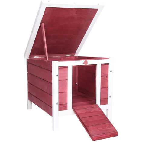 Conejera de Madera Exterior Jaula Caseta para Roedores Mascotas Pequeñas con Techo Asfáltico Abatible y Rampa Antideslizante 42x51x43 cm