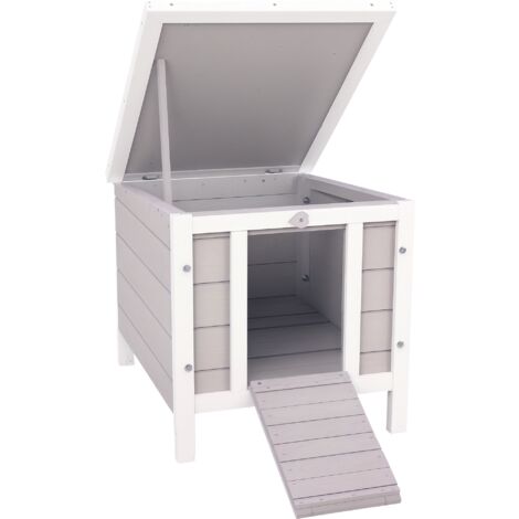Conejera de Madera Exterior Jaula Caseta para Roedores Mascotas Pequeñas con Techo Asfáltico Abatible y Rampa Antideslizante 42x51x43 cm