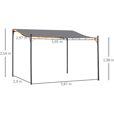 Cenador De Jardín 4x3m - Pérgola Con Toldo Y 16 Agujeros De Drenaje (Color Crema)