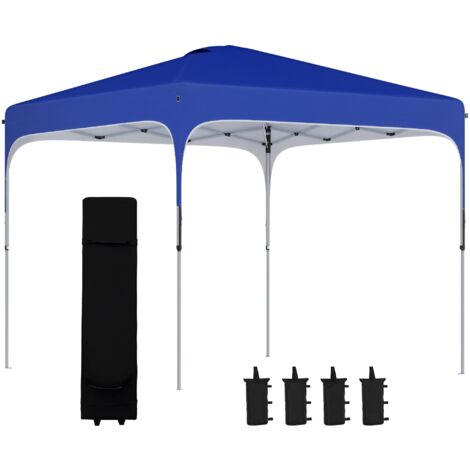 Carpa plegable 2,5x2,5x2,7 m cenador de jardín emergente con altura ajustable anti-UV impermeable 4 bolsas de arena y bolsa de transporte azul