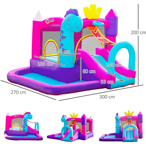 Outsunny Castillo Hinchable con Tobogán Cama de Salto Piscina y Canasta para Niños 3 Años Outsunny Castillo Hinchable con Tobogán Cama de Salto Piscina y Canasta para Niños 3 Años