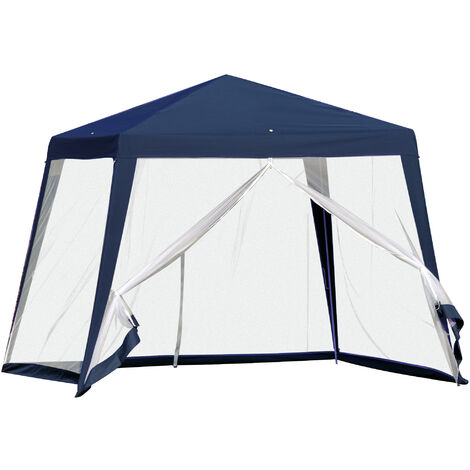 Carpa de Jardín 3x3 m Cenador con 4 Partes Laterales Mosquitera con Cremallera Protección UV para Patio Exterior Eventos Fiesta