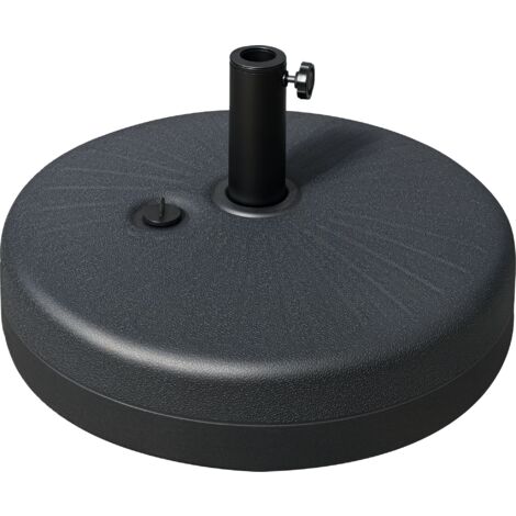 Base de Sombrilla de Jardín Rellenable de Agua 22 kg Soporte de Parasol Redondo Apto para Postes de 38mm/48mm Portátil para Terraza Patio Ø51x30,5 cm