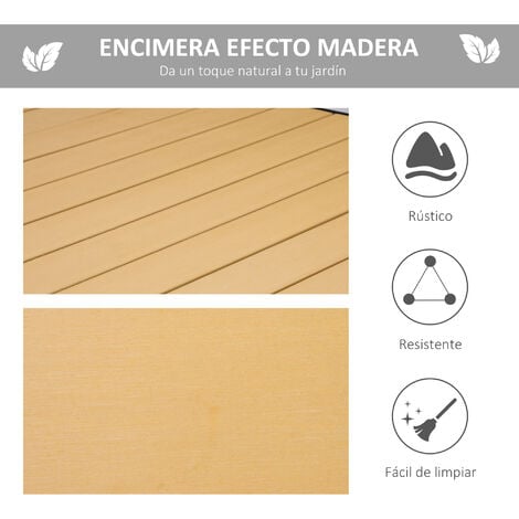Mesa de Jardín Rectangular Mesa de Comedor Exterior para 8 Personas con Encimera de Listones y Estructura de Aluminio para Terraza Balcón 190x90x74 cm