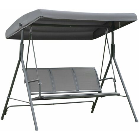 Columpio Balancín Jardín de 3 Plazas con Techo Parasol Ajustable Respaldo Transpirable y Marco de Acero para Terraza Balcón Exterior 175x118x159 cm
