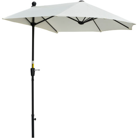 Sombrilla de pared de jardín 200x190x240 cm parasol de terraza con manivela poste de acero y base cruzada anti-UV para terraza balcón crema