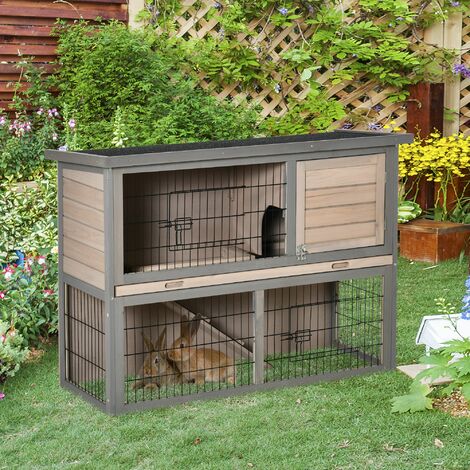 Gallinero grande de madera al aire libre conejo, conejo, jaula para  gallinas con puerta de ventilación, bandeja extraíble y rampa para jardín,  patio