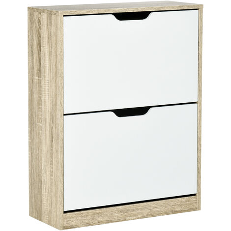 Armario de Zapatos Zapatero de Madera con 2 Puertas Abatibles 4 Estantes de Almacenaje Capacidad de 8 Pares Entrada Pasillo Dormitorio 62,5x26x81cm