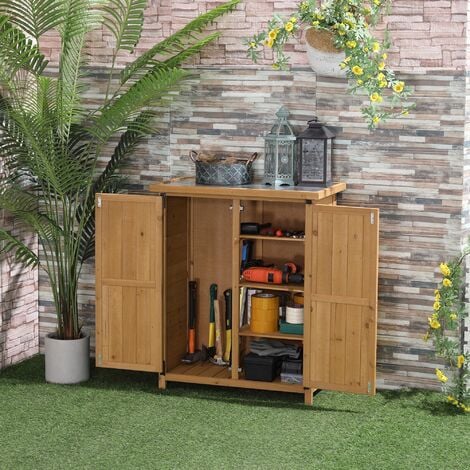 Cobertizo de almacenamiento para jardín exterior, armario de madera con  estantes, gabinete de almacenamiento de herramientas, para el hogar, patio