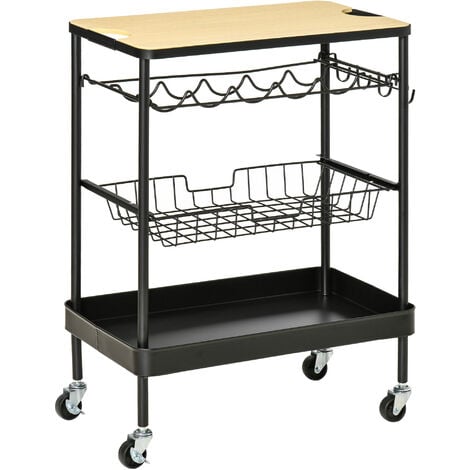 Carrito de cocina de acero inoxidable de 3 niveles con ruedas, mesa de  microondas, soporte para microondas con carritos de almacenamiento con  ruedas