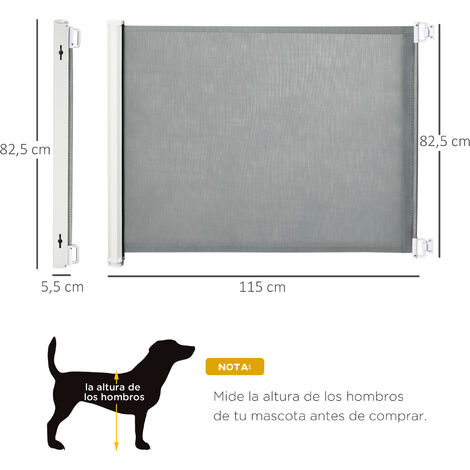 Barrera Seguridad para Perros Extensible Valla Retráctil para Mascotas con  Extensión de Acero Malla para Escaleras