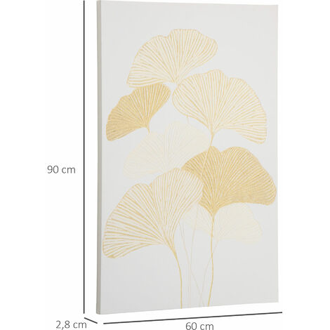 Cuadro de Arte en Lienzo Hojas de Ginkgo Biloba 90x60 cm 1 Parte Impresión Artística para Decoración de Pared en Salón Oficina Dormitorio