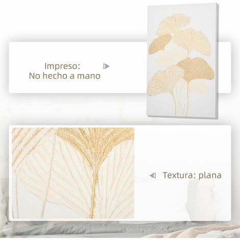 Cuadro de Arte en Lienzo Hojas de Ginkgo Biloba 90x60 cm 1 Parte Impresión Artística para Decoración de Pared en Salón Oficina Dormitorio