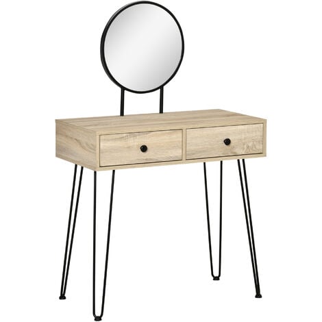 Mesa de tocador con espejo de 95 cm fabricada en madera maciza de
