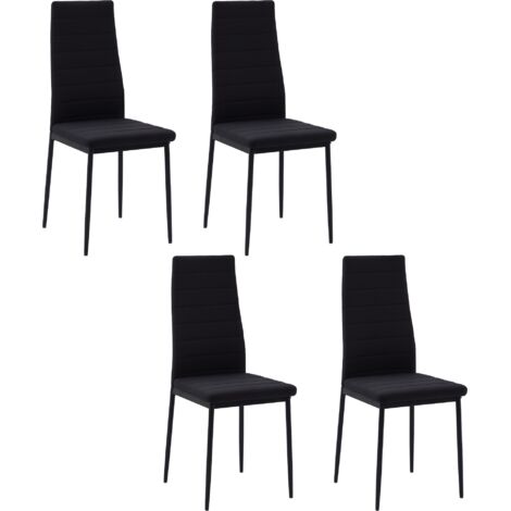 Pack de 4 sillas de comedor tapizadas en lino sillas de cocina modernas con respaldo alto y patas de metal carga 120 kg para salón 41x50x97 cm negro