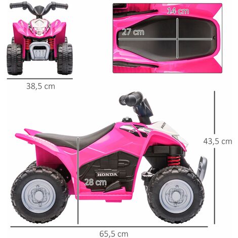 AIYAPLAY Quad électrique Enfant 6V – Sous Licence Honda – Vitesse 2,8 Km/h, Phares LED, Klaxon – 4x4 Rose Pour 1,5-3 Ans – Cadeau Trotteur